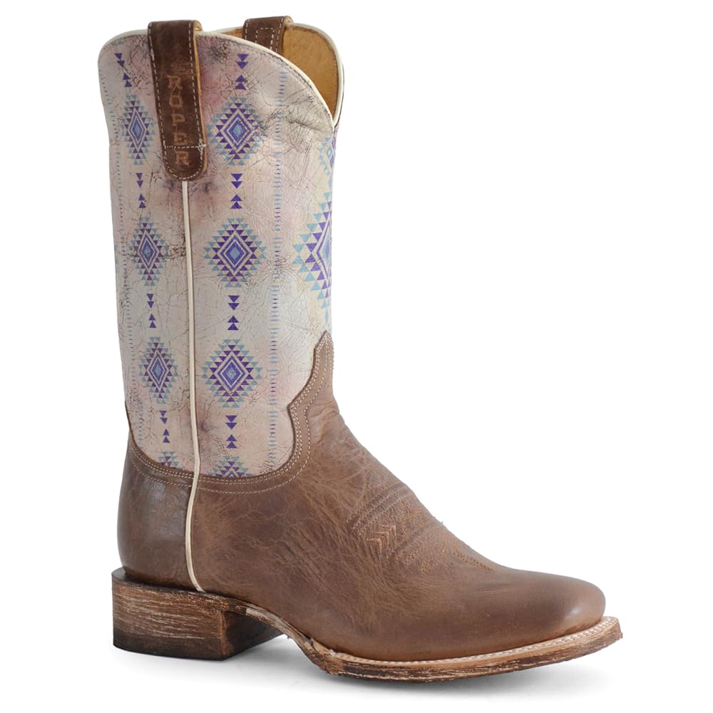 ROPER Womens Az Aztec Square Toe Casual Boots Low Heel 1-2