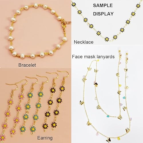 Miniatura 8 de PAMIR TONG Cadena de abalorios de girasol esmaltada hecha a mano con fornituras de latón chapado en oro para hacer joyas, máscara de vidrio,