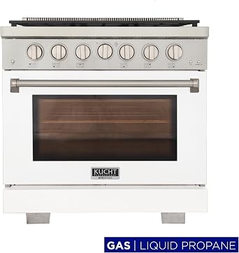 KUCHT Professional 36 in. 5.2 cu. ft. Propane Gas Range and Convection Oven in White with True Simmer Burners