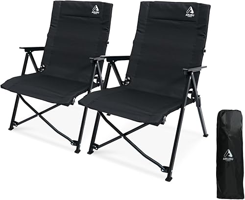 Miniatura 16 de Silla reclinable de campamento, sillas plegables resistentes con respaldo alto ajustable de 4 etapas para adultos, silla reclinable compacta y