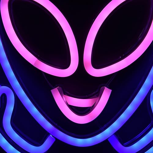 Miniatura 5 de Luz LED de neón alienígena alimentada por USB, lámpara de noche decorativa, regalo innovador para bar en casa, letrero de luces de neón para