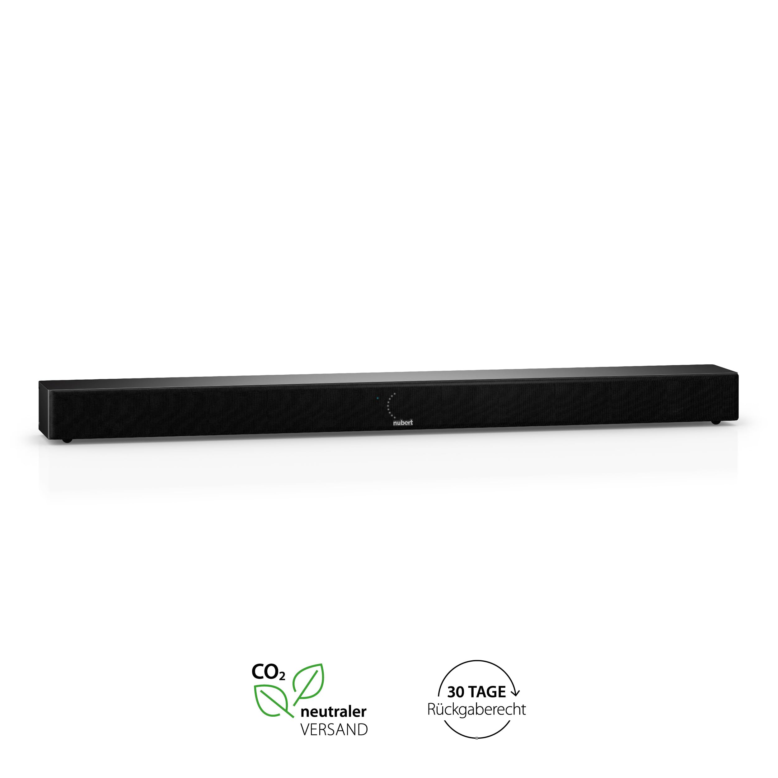 Nubert nuPro AS-2500 | Schwarze kompakte Soundbar mit Dolby Audio, DTS und Bluetooth | Aktiver TV-Lautsprecher für Spitzenklang | Geeignet für Wandmontage | Stereoton in 3-Wege-Technik