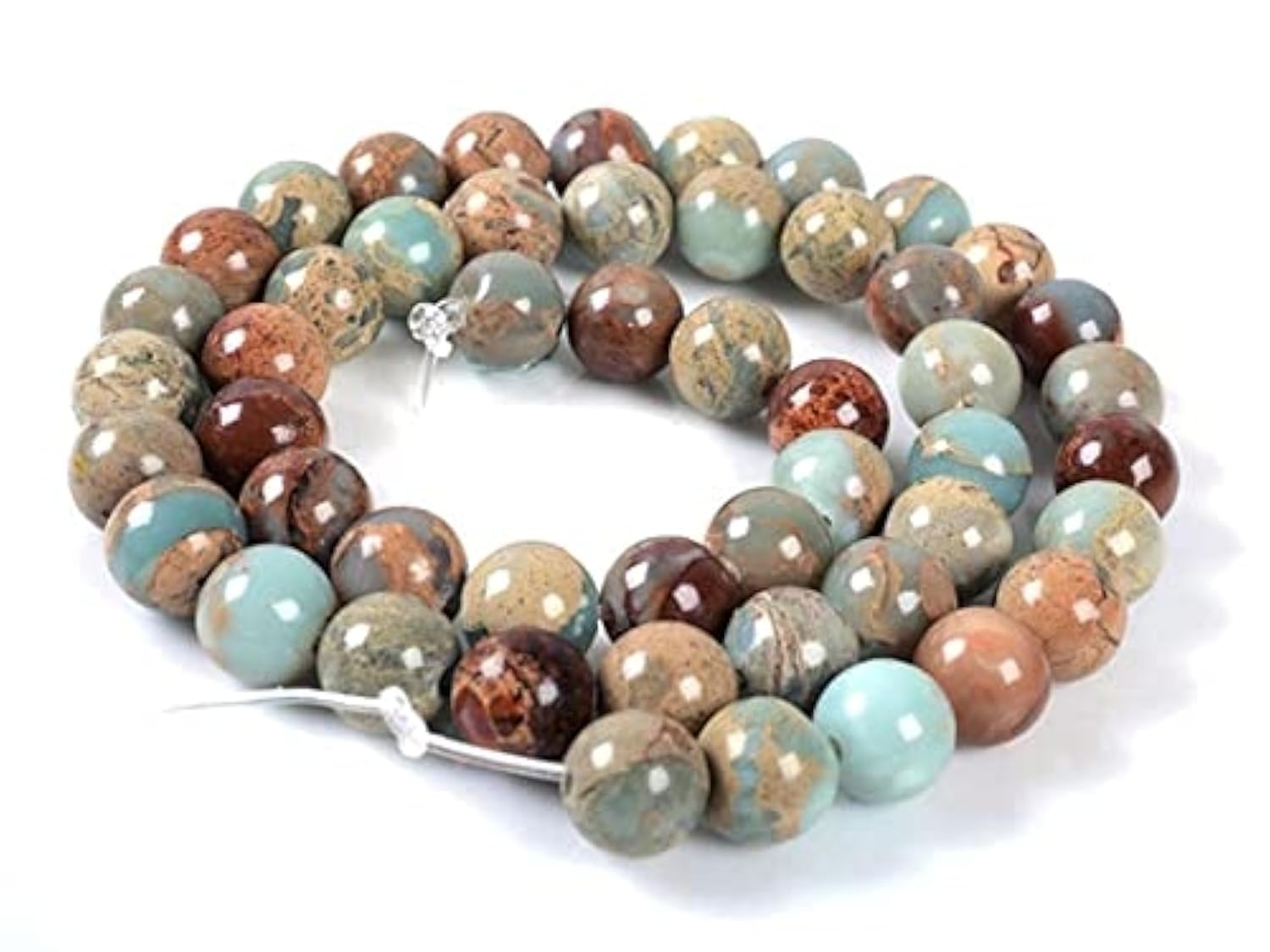 Perles de serpentine ronde 8mm LKBEADS 8MM049 fil de gemmes 16 pouces