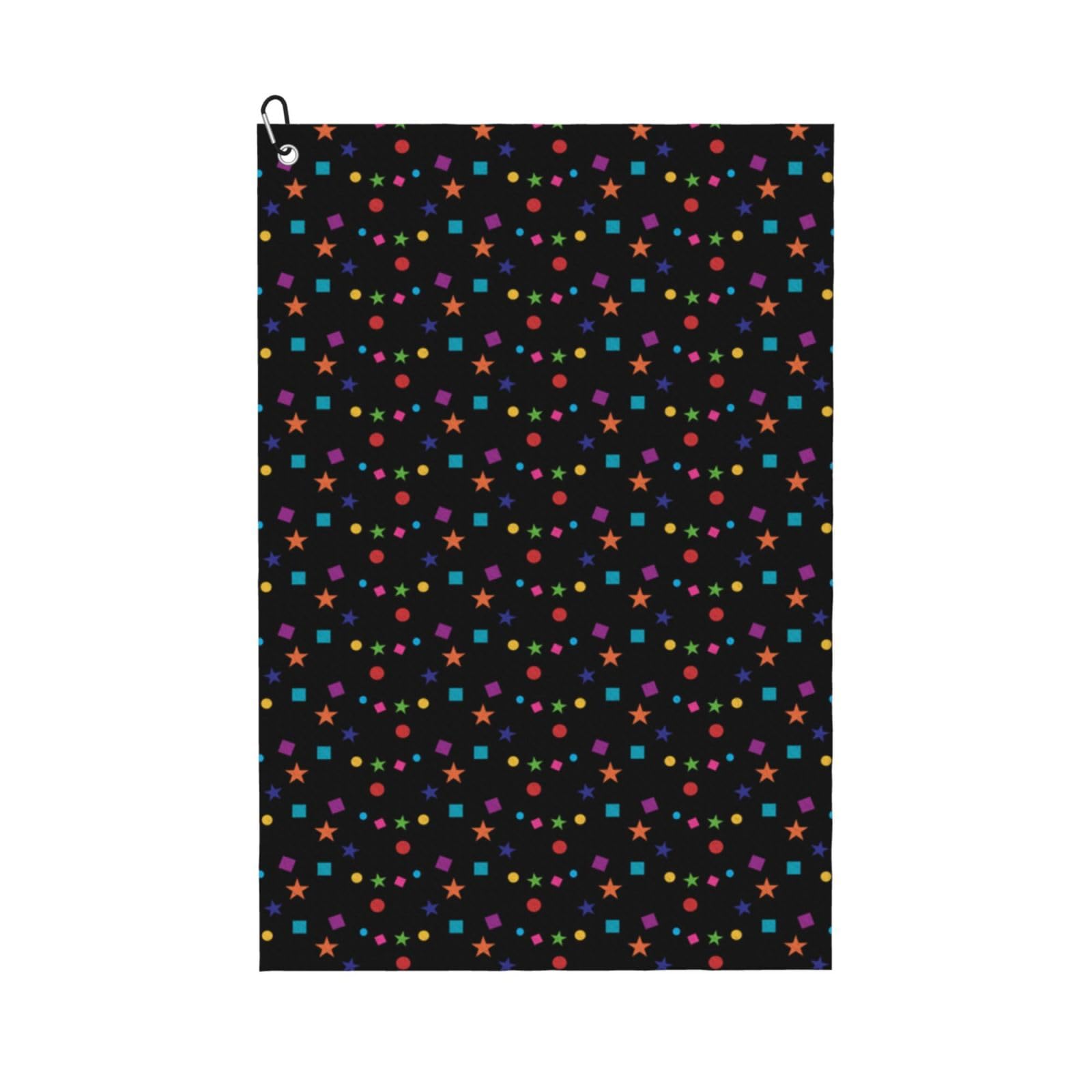 Hnnkloy Confetti And Stars, 16x24 in Portable Waffle Golf Towels with Carabiner Clip for Golf Bag