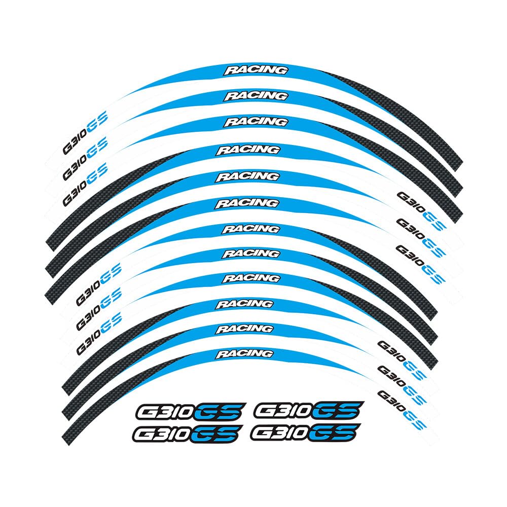 For BMW G310GS Motorcycles Accessories Thick Edge Outer Front and Rear Rim Wheel Protector Reflective Decal Sticker Ornament Strip Tape (Blue,12)