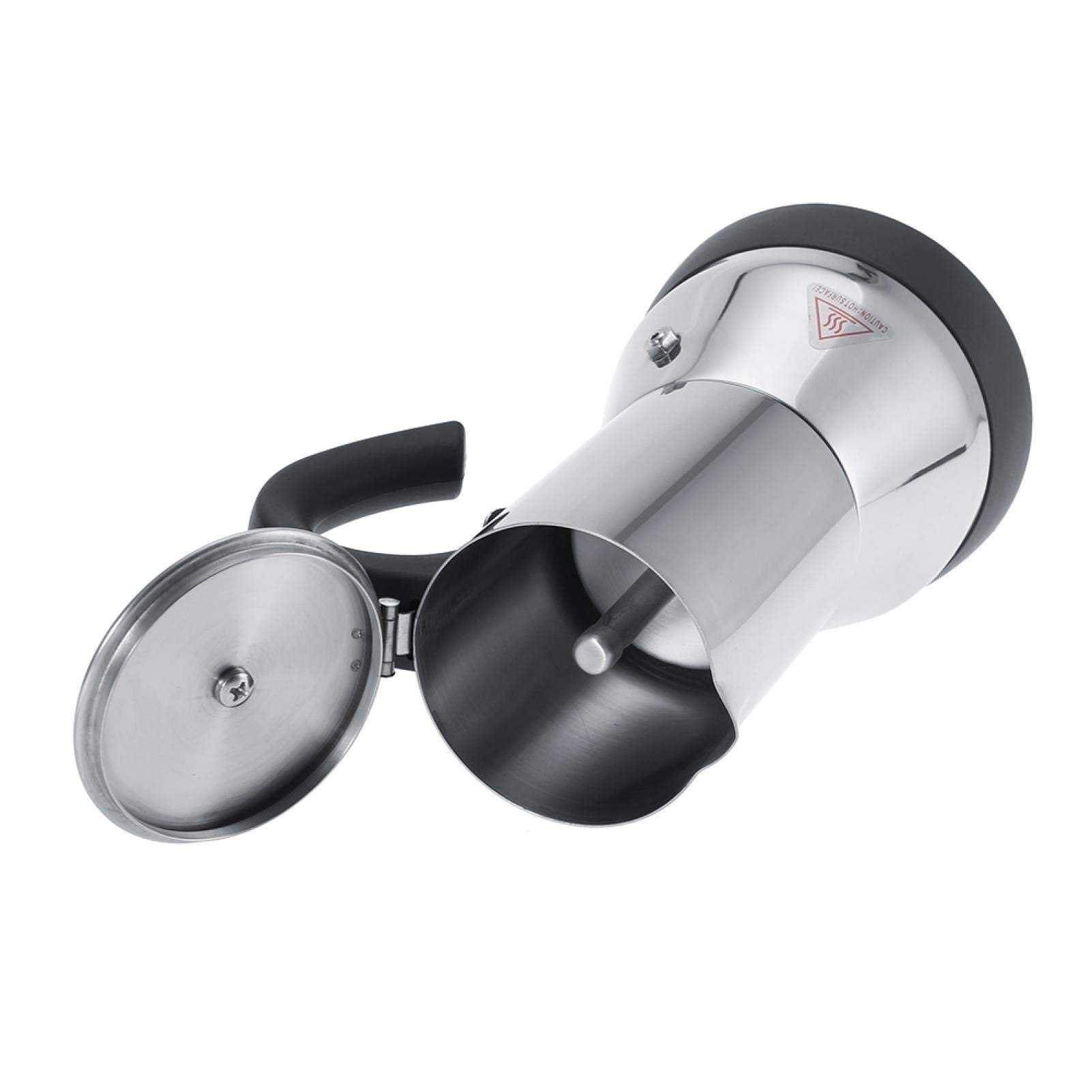 Tyenaza Cafetera EléCtrica, Cafetera Moka EléCtrica de Acero Inoxidable de 200/300 Ml, Cafetera para Espresso de Acero Inoxidable para Estufa, Uso Adecuado la Oficina en Casa, Enchufe UE 220V(300Ml)