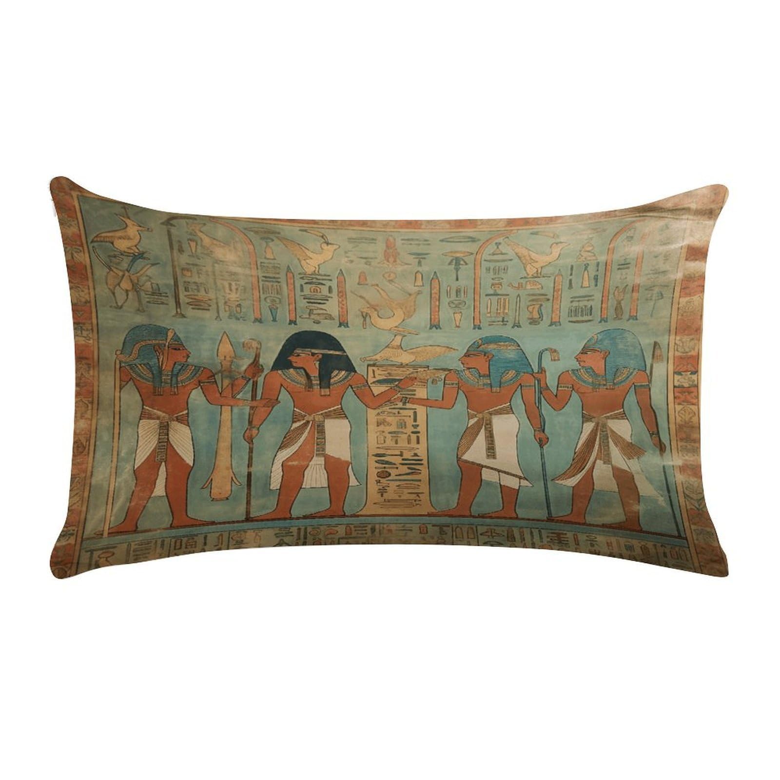 MUSM Women in Ancient Egypt Throw Pillow Cover Rectangle Short Plush Pillowcase Soft Luxury Decorative Lumbar Throw Pillow Case with Zipper Short Plush Cushion Cases 12 X 20 Inch