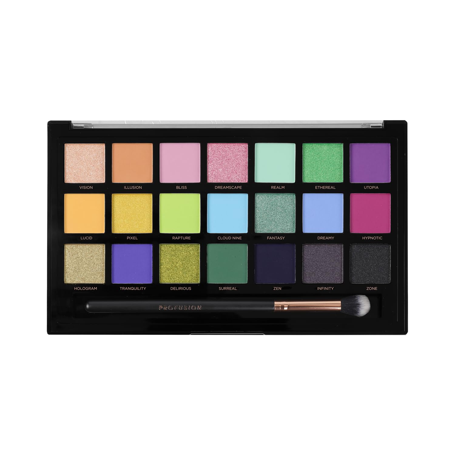 Profusion Cosmetics Dreamscape 21 Shade Eyeshadow Palette and Brush, Unlock Your Stellar Style and Achieve Eye Catching Radiant Eyes, Dive into Infinite Shades and Get Galactic Glamour