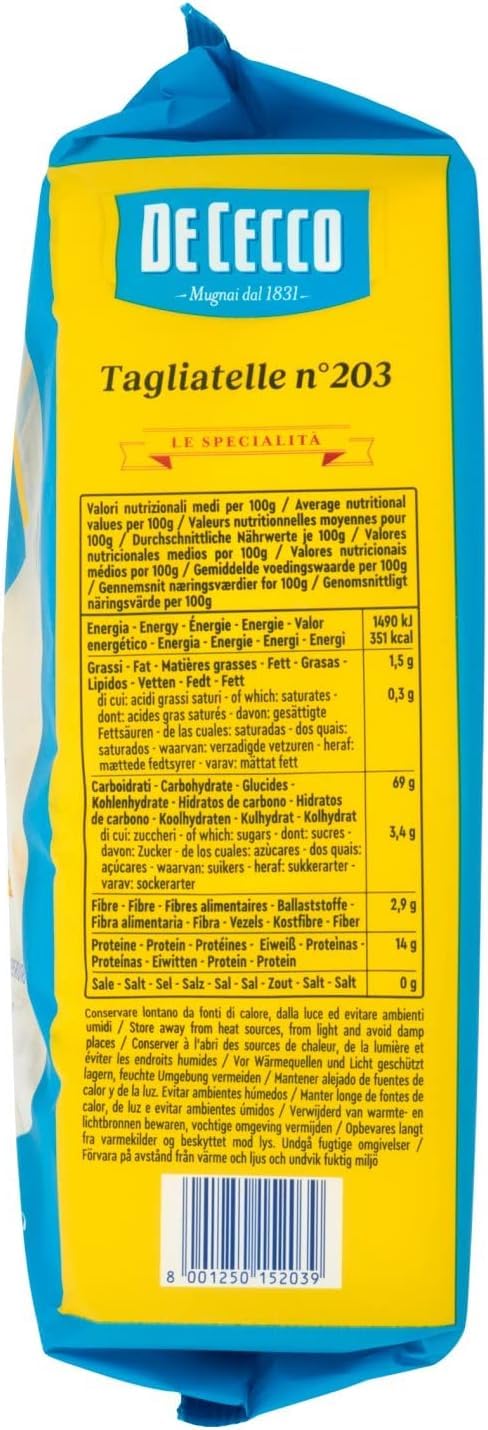 Italian Gourmet De Italian Gourmet Le Specialità Tagliatelle N°203 Pasta 20 | 100% italienischer Hartweizengrieß, sfoglia ruvida per ragù, panna e ricette, Gesamtnettogewicht 10 kg + Kostenlos Polpa 400g
