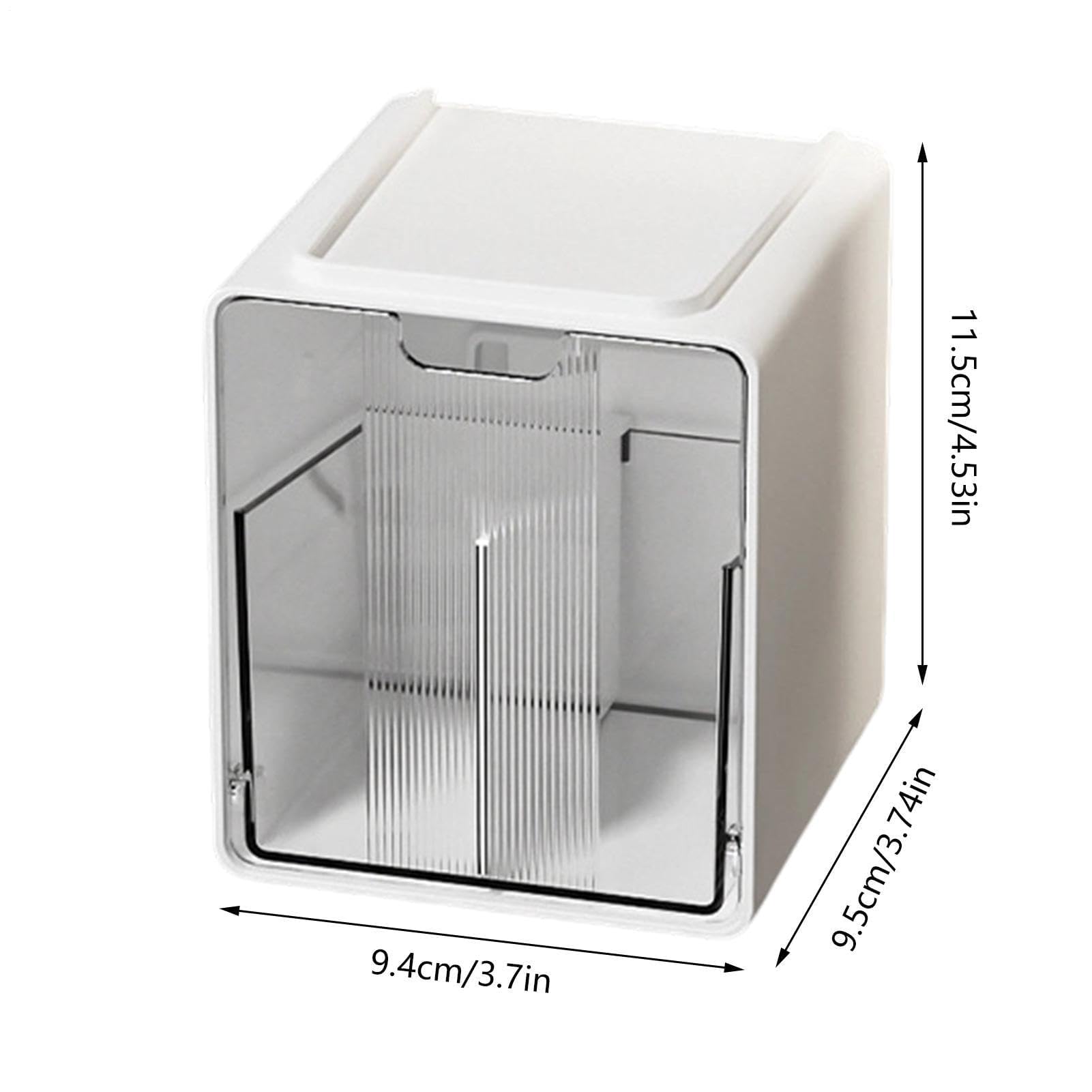 Wattestäbchenhalter Transparenter Staubdichter Organizer Mit Schublade | Wattepad-Halter Für Schminktisch Mit Schublade Frisiertisch Wandregal Kleiderschrank Schlafzimmer Salon Spa (Weiß)