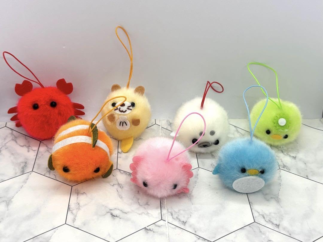 Amazon.co.jp: ふわぽん まんまる 海の生き物 ぬいぐるみ マスコット 