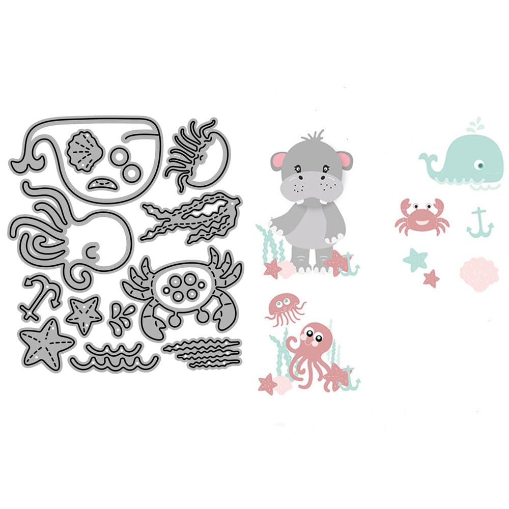 Marine Animals Seaweed Whale Octopus Metal Die Cuts for Card Making