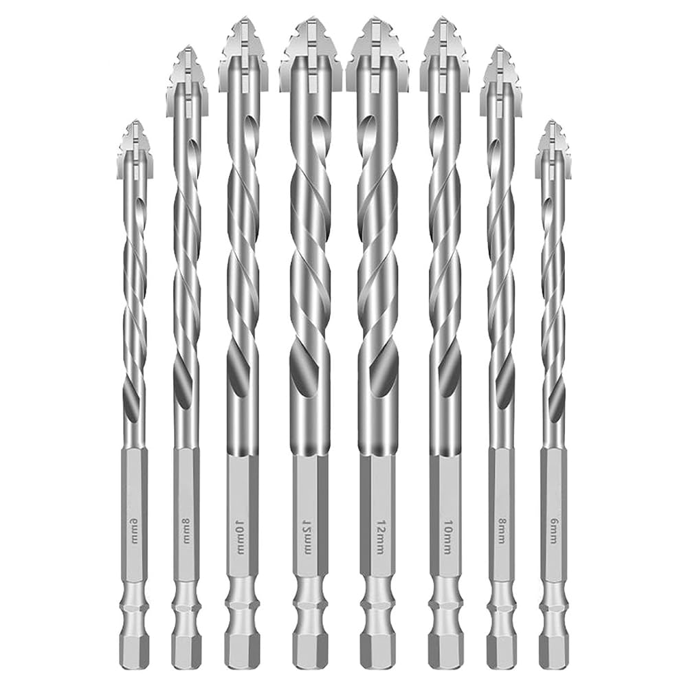 Suoumwa As Shown Wear- 8Pcs Drill Bit Set, Four-Flute Sawtooth Eccentric Design For Masonry