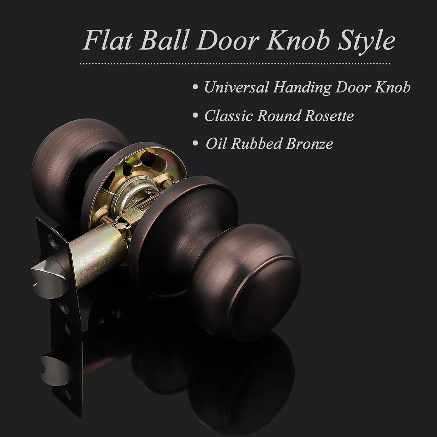 Probrico 1 Oil Rubbed Bronze Passage Door Knob and 8 Bed/Bath Door Knobs Bundle Set, Bronze Interior Door Knobs for Bedroom Bahtroom Hallway