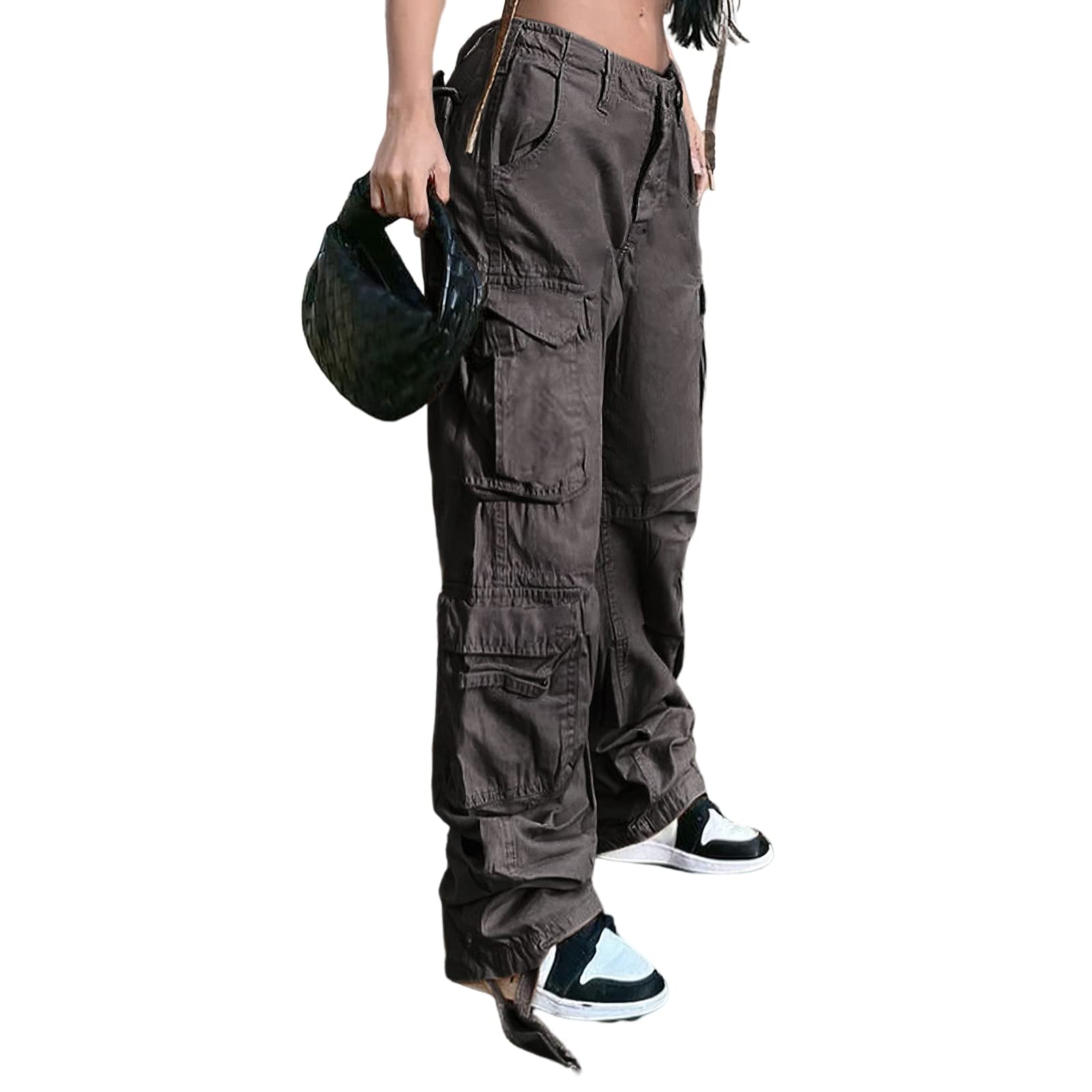 Womens Camo Cargo Jeans High Waist Baggy Boyfriend Jeans Wide Leg Denim Army Pants