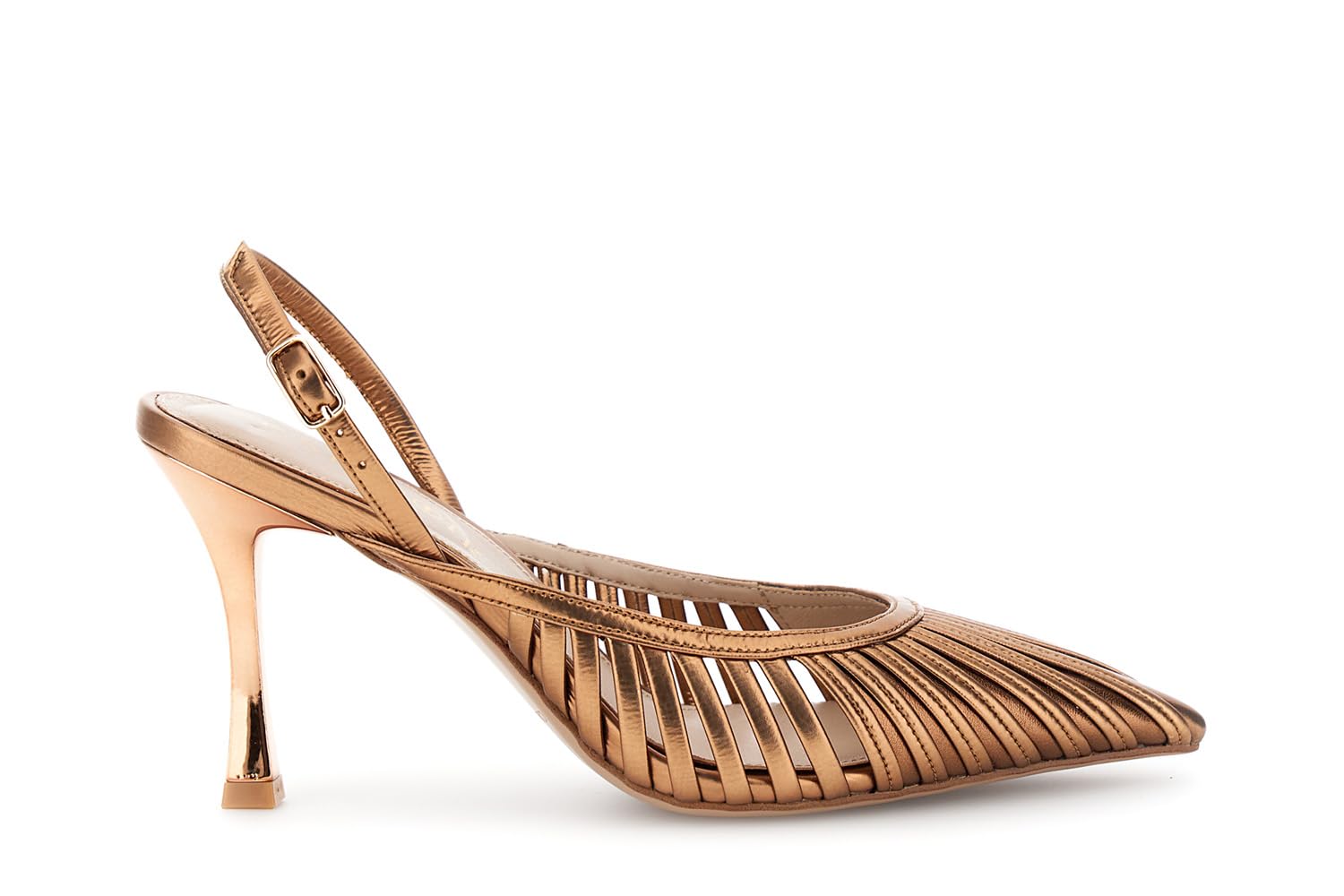 CAFèNOIR - Décollété Aperta Dietro Listini In Sintetico Effetto Pelle Laminata, Da Donna, Colore Bronzo