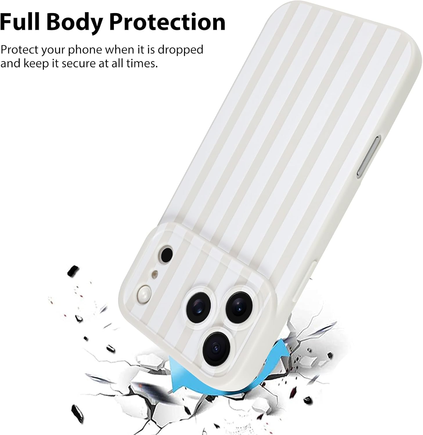 KANGHAR Compatible with iPhone 17 Pro Case 2025, Silicone Stripes Cute Pattern, Camera Protection Soft Slim Phone Cover for Girls Women -White - Image 2