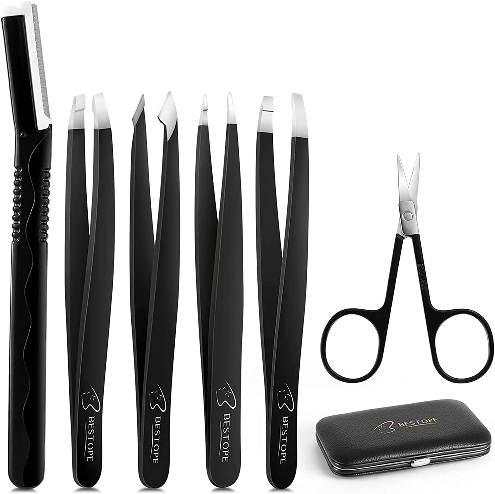BESTOPE Tweezers for Eyebrows 6Pcs