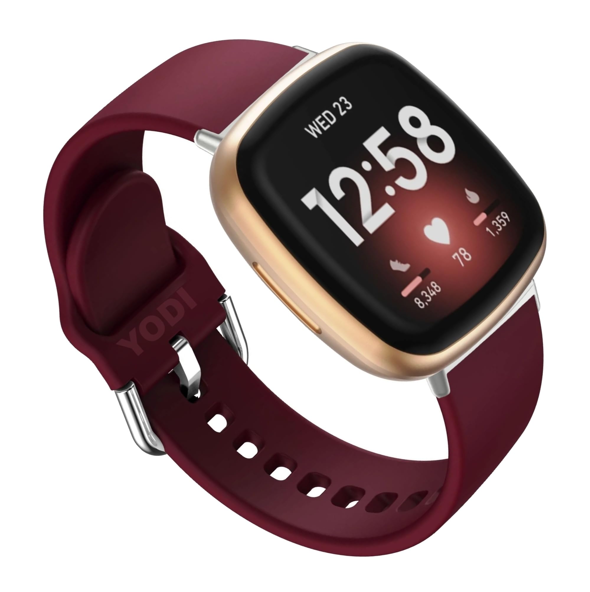 YODI Strap Band Compatible with Fitbit Versa 4/3/ Fitbit Sense/Sense 2, Soft Silicone with metal buckle Replacement Wristband for Women, Flexible Waterproof Sport Watch Straps for Men (WINRED) (B0D8HYKB58) Amazon Price History, Amazon Price Tracker