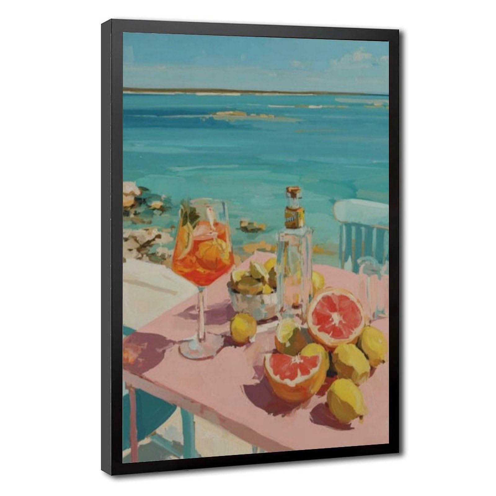 Lxwnze Gold Aperol Spritz Poster, Coastal Citrus Still Life Canvas Poster Bedroom Decor Landscape Office Room Decor Gift 20" L X 30" W