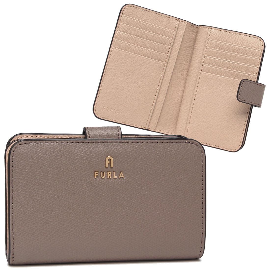 Amazon | [フルラ] 二つ折り財布 カメリア グレー ベージュ