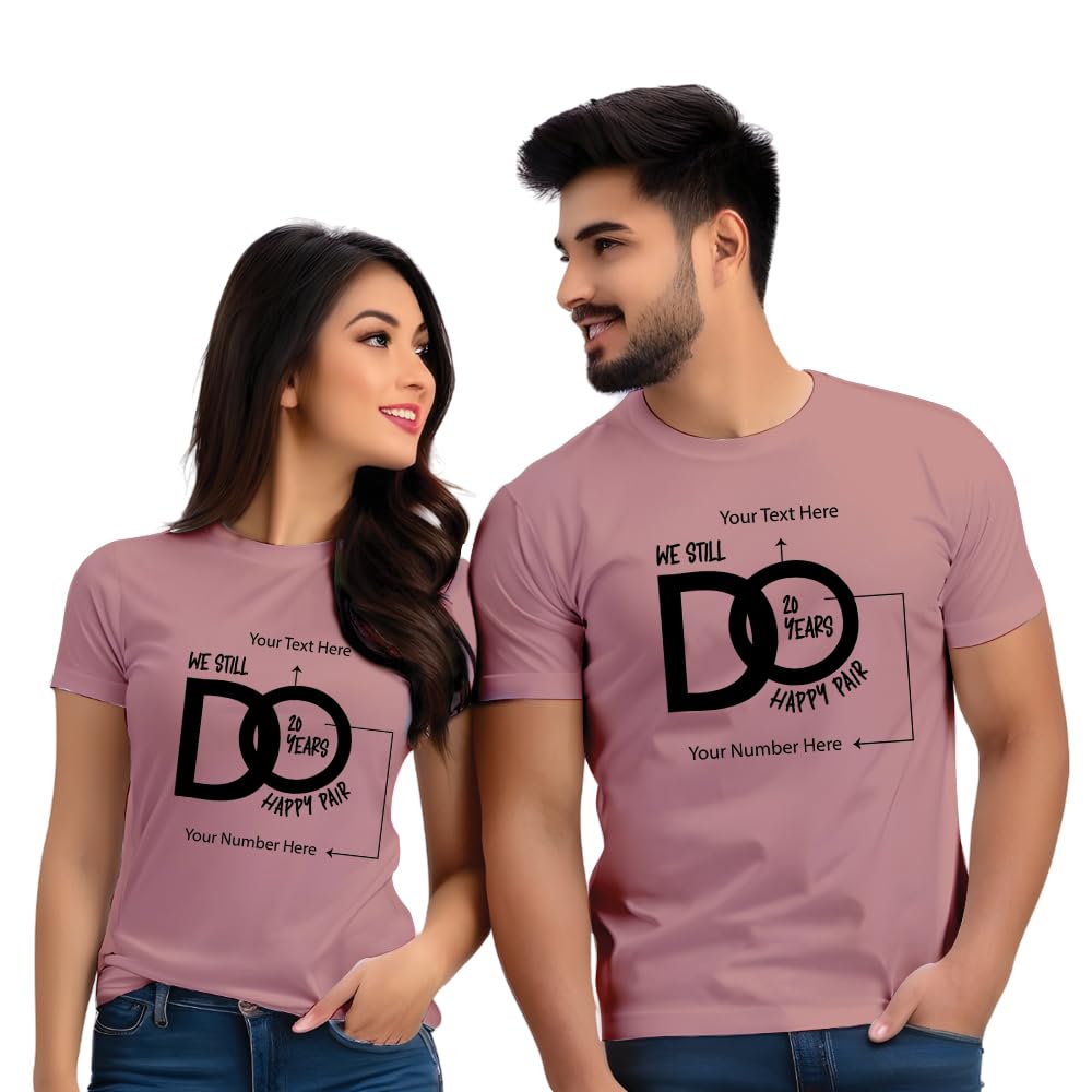 Bouncy ToonzCouple T Shirts for Couple-Husband Wife Matching Dress-Couple Tshirt Combo- Regular Fit Cotton Round Neck Half Sleeve (cus-Couple-wedo)