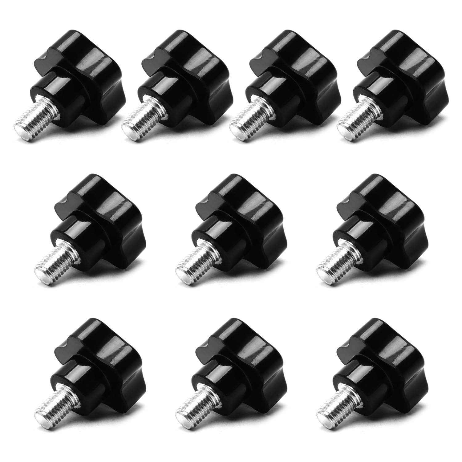 Wenheww 10Pcs M10 x 15mm Thread Star Knob, 40mm Diameter Male Thread Bakelite Star Shaped Hand Knob Tightening Screw, Black Clamping Knob Handle Replacement Grip Handle Fastener