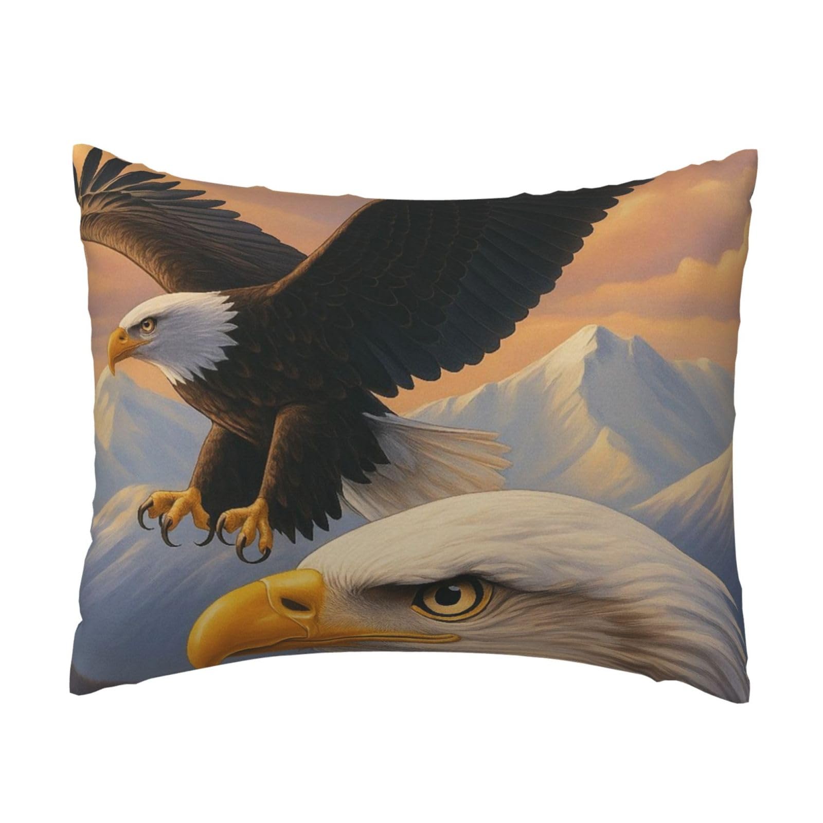 Eagle and Snow Mountain Pillowcase Soft Plush with Zipper Decorative Pillowcovers 16x20 in