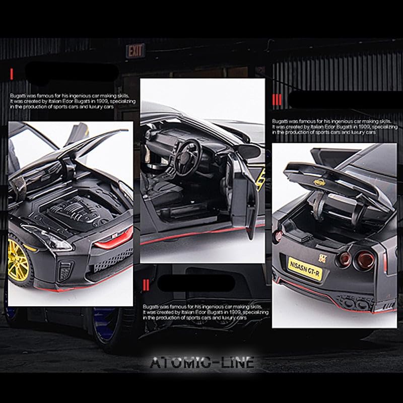 Image of Alokik 1:32 Scale Nissan GT-R35 Sports Diecast Car Models Toys Metal Alloy 2 Openable Door and Sound & Light, Pull Back Toys Gifts for Boys Best Gift Car (Red)
