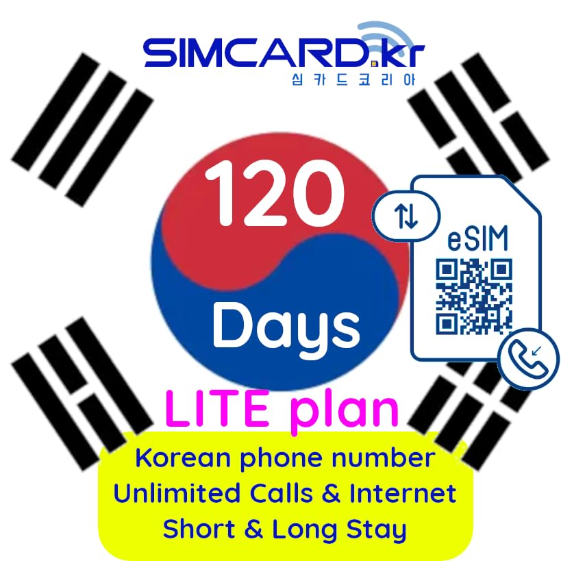 eSIM Korea Lite incluye número de teléfono móvil coreano: llamadas ilimitadas y navegación - eSIM prepaga para Corea (120 días)