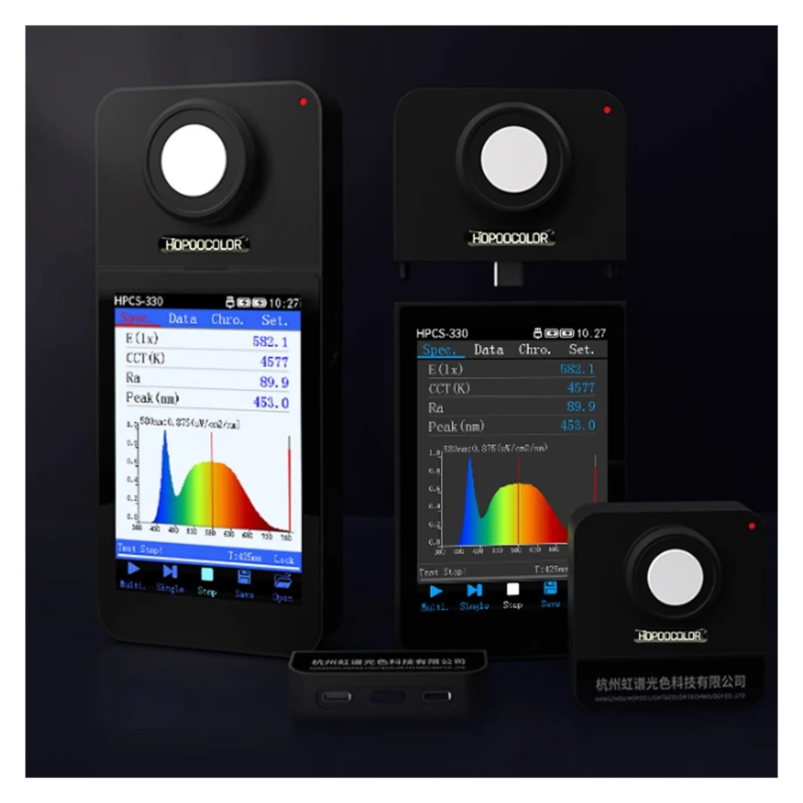 Tragbares Lichtspektrometer HPCS310P HPCS330P PPFD Licht PAR DLI Meter Flimmertest CCT Ra Tester Labor und Industrie(HPCS310P no screen)