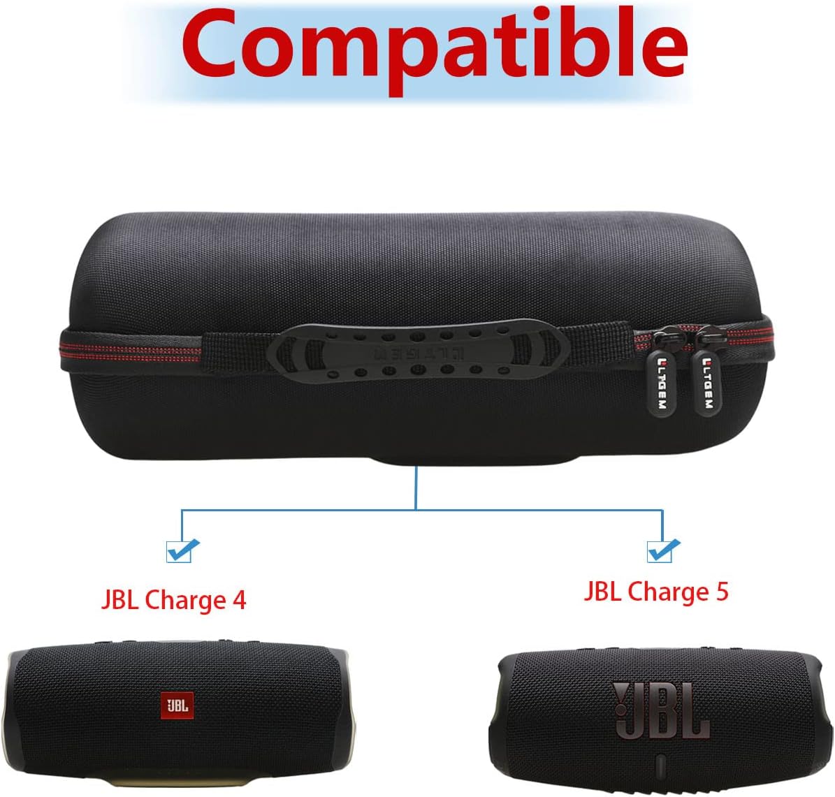 LTGEM Case for JBL Charge 4/JBL Charge 5 Speaker Carrying Case Hard Storage Travel Protective Bag Fits Charger and USB Cable (Velvet Grey) - Image 3