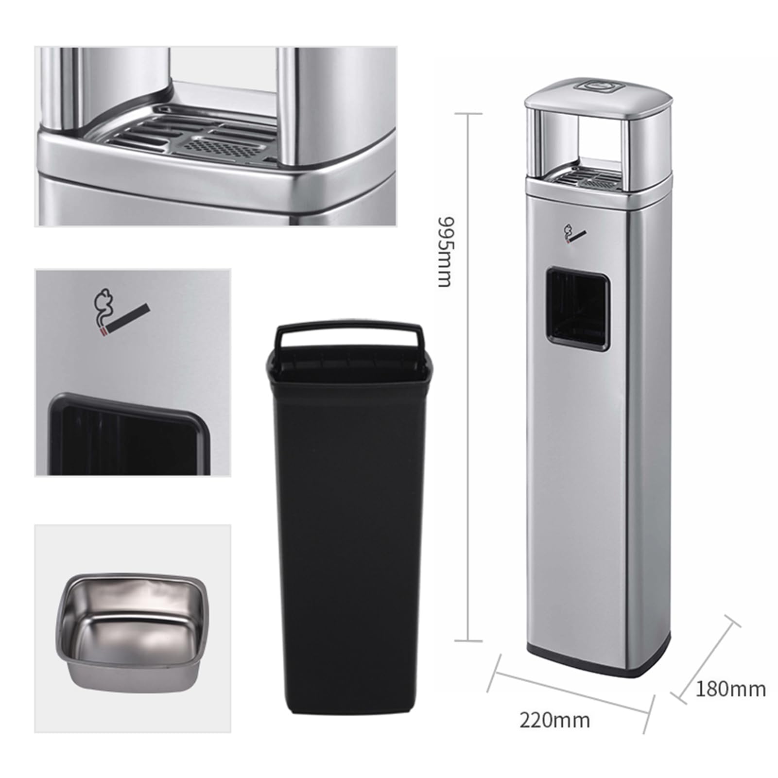 Amazon.co.jp: 屋外用ステンレス製スタンド灰皿、2 in 1ゴミ箱、灰皿 