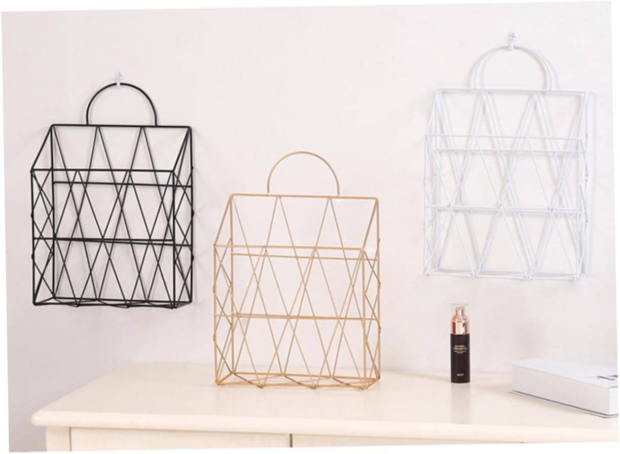 ABOOFAN Iron Shelf Storage Container Wall-mounted Magazine Holder Decorative Bookshelf Organizer Book File Organizer Basket