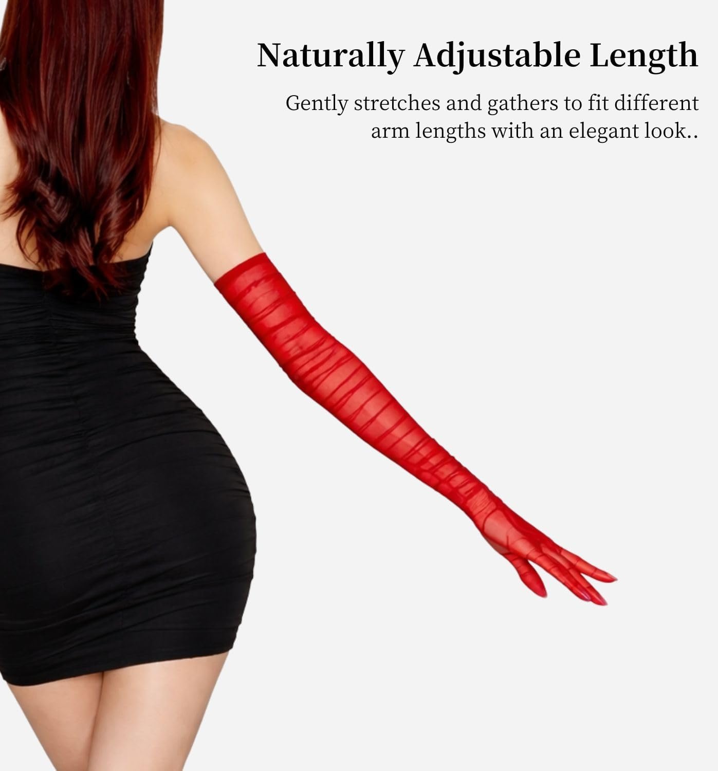 MDSTYLE Extra Long Sheer Opera Gloves for Women Dress 1920s Party Wedding Formal Sexy Costume Mesh Tulle