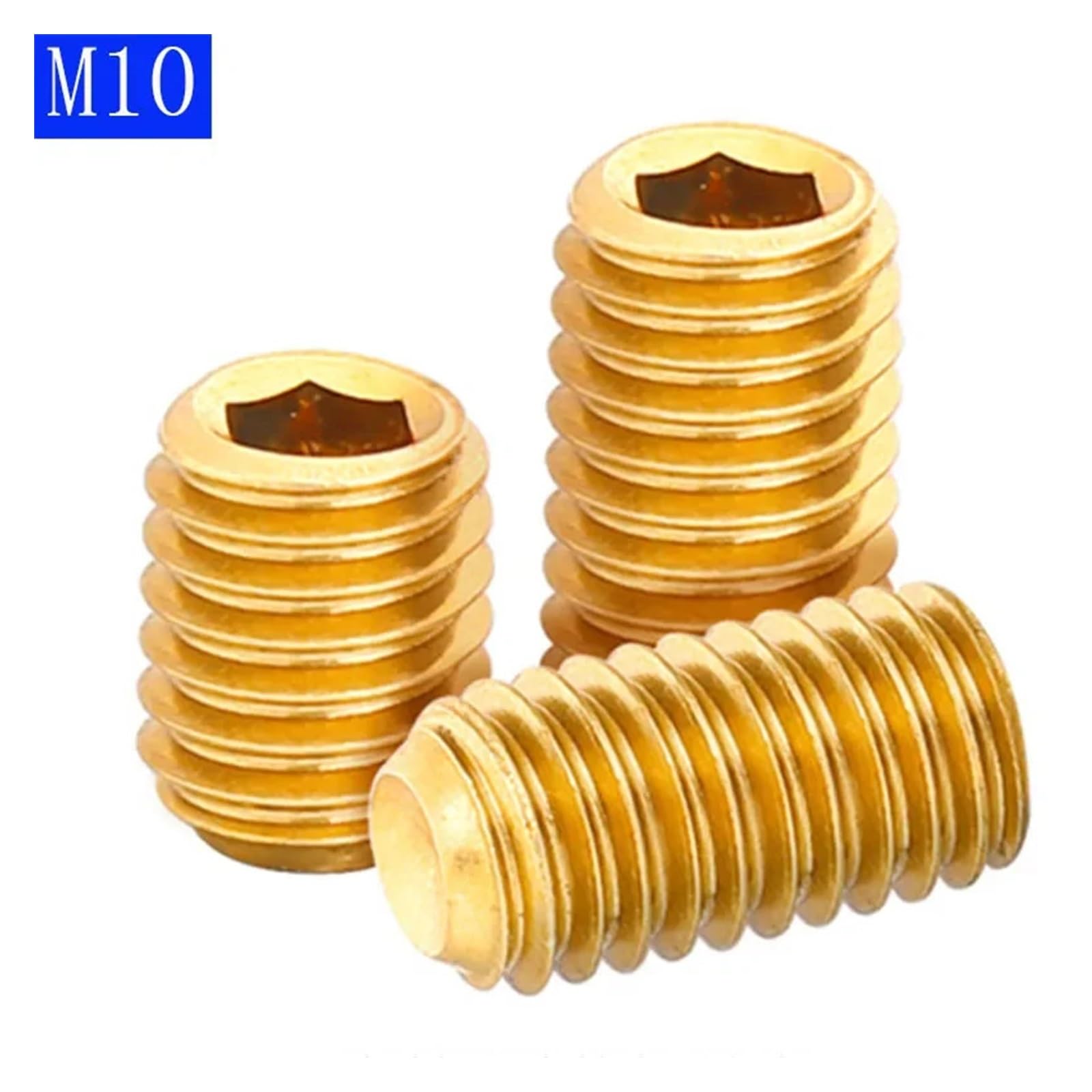 2-20 Sztuk M10 X 1,5 10mm Z Litego Mosiądzu Śruba Dociskowa Cup Point Zestaw Gniazd Sześciokątnych Śruby DIN 916(M10X12mm-20pcs)