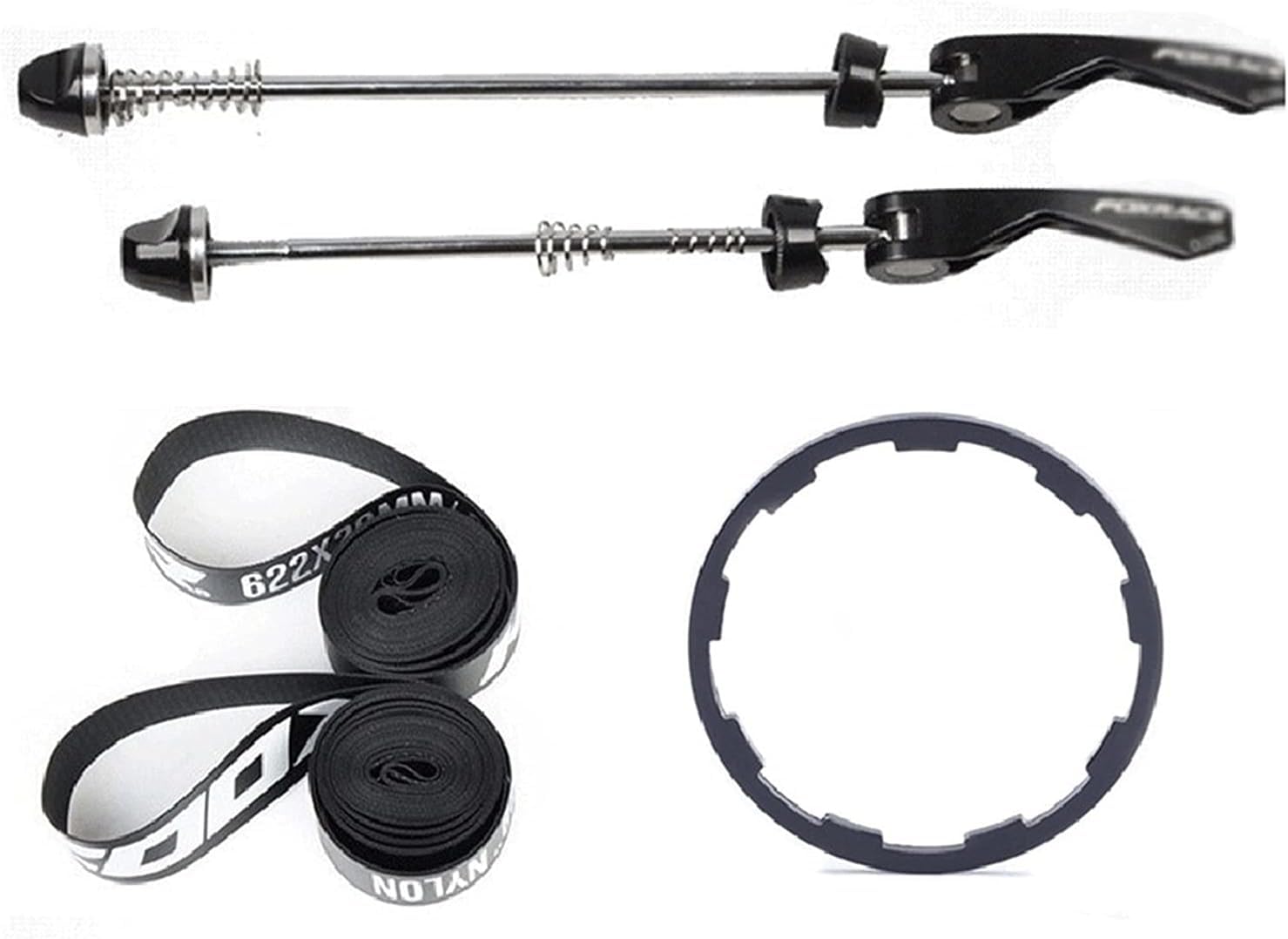 700c Rower szosowy Zestaw kół z piastą węglową 18/21 Otwory 40mm Obręcz V Hamulec Quick Release 7 8 9 10 11 prędkości (Color : Black)