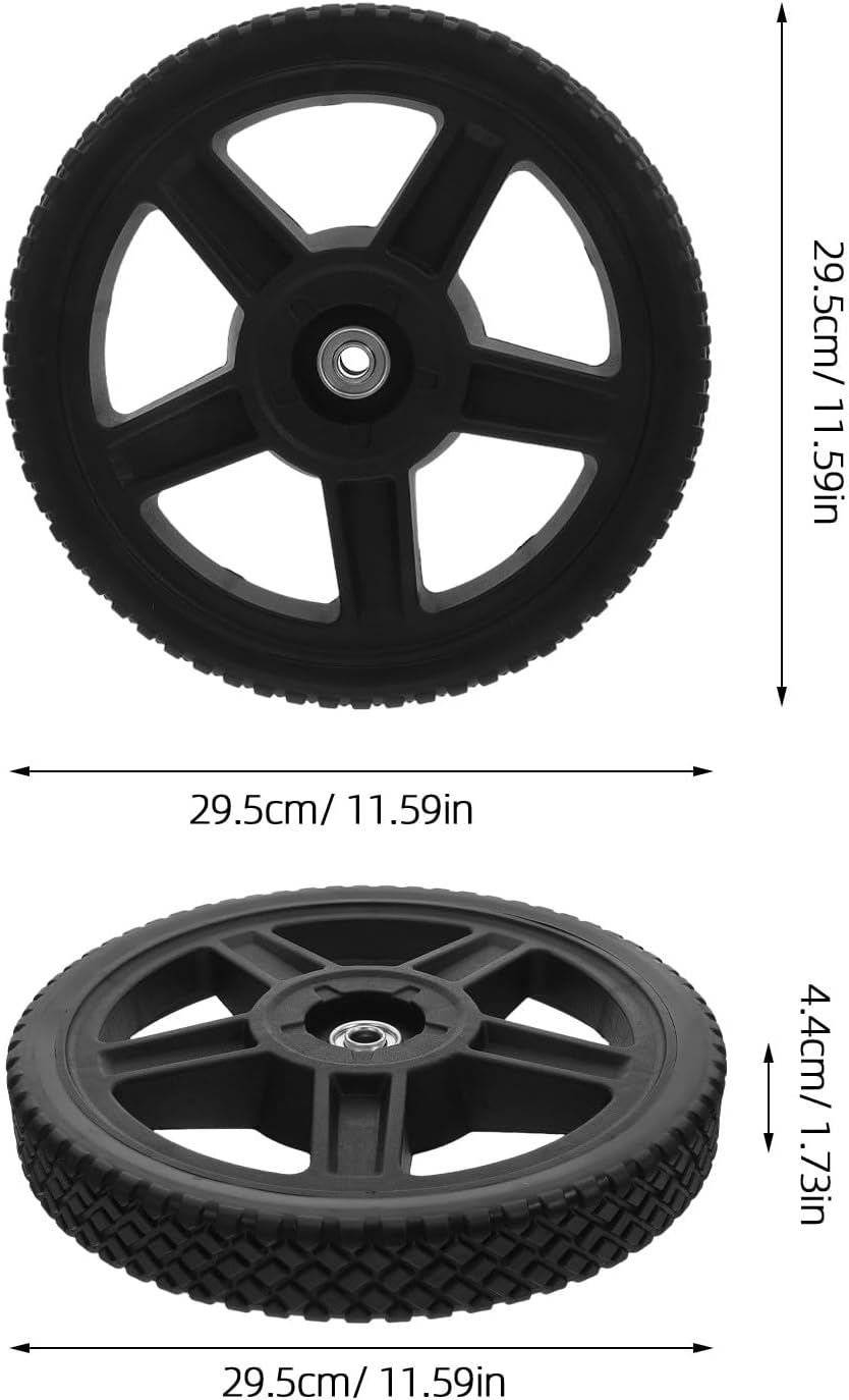 2pcs 12-inch Push Mower Replacement Wheels with Solid Pvc Tires and Sturdy Pp Hubs for Lawn Mowers and Utility Carts, Anti-corrosion, Wear-resistant, with Screws for Easy