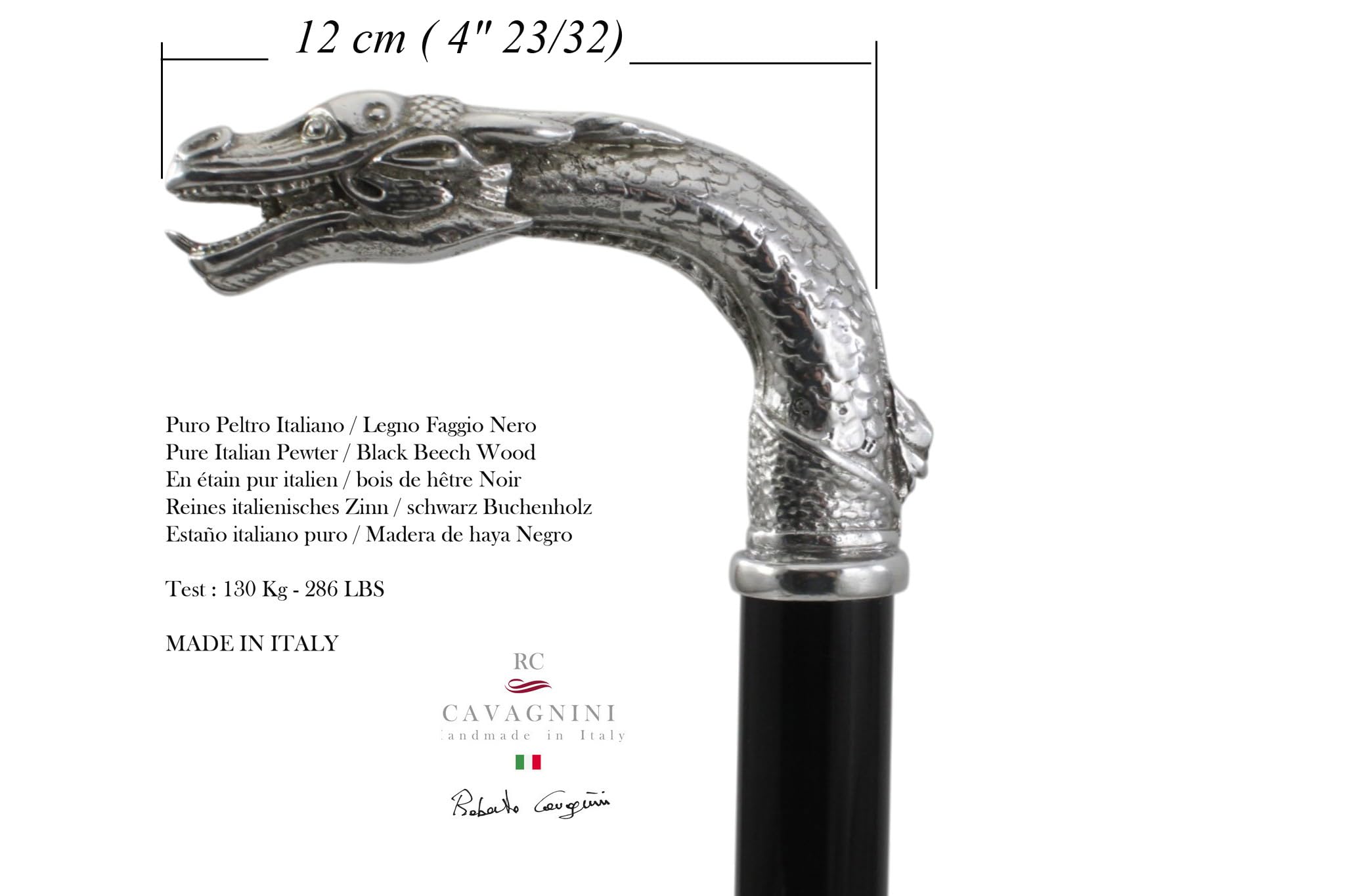 Bastone Drago Elegante per Uomo Ortopedico Robusto | Bastone da Passeggio da Collezione Artigianale Personalizzato | Bastone Lusso Dragone Cavagnini