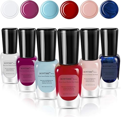 BONTIME - Esmalte de uñas no tóxico Fácil de quitar y de secado rápido juego de esmalte de uñas orgánico a base de agua para mujeres adolescentes