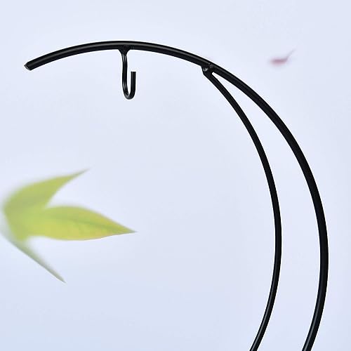 Miniatura 5 de Akamino Soporte de exhibición de adornos, paquete de 2 soportes para macetas de flores de aire de media luna, estante de hierro para decoración de