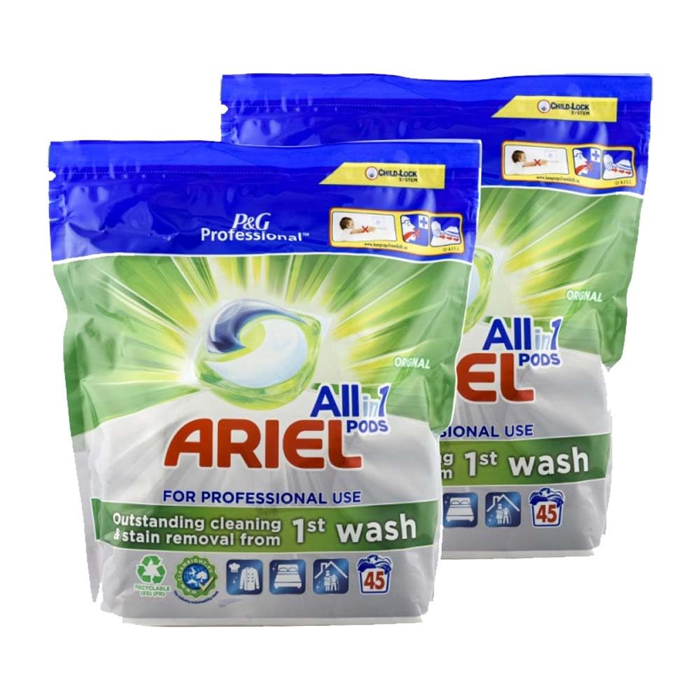 Ariel Professional All in One Waschmittelkapseln, 90 Waschgänge, (2 x 45 Kapseln), regelmäßig, Fleckenentfernung und unglaubliche Reinigung