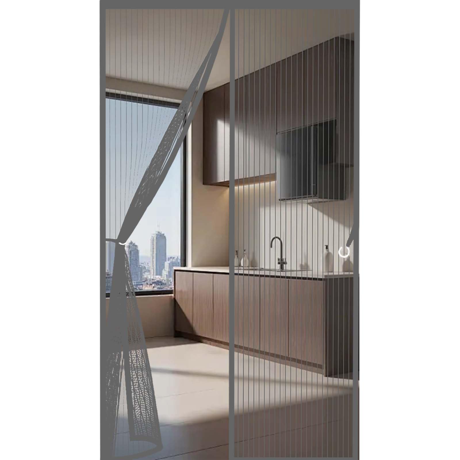 Magnetic Fly Screen Door 115x186cm(WidthxHigh) Durable, Keeps Bugs Out, Kid and Pet Friendly Anti Mosquito Mesh Fly Curtain Lets Fresh Air in, Hundreds of Sizes, Grey
