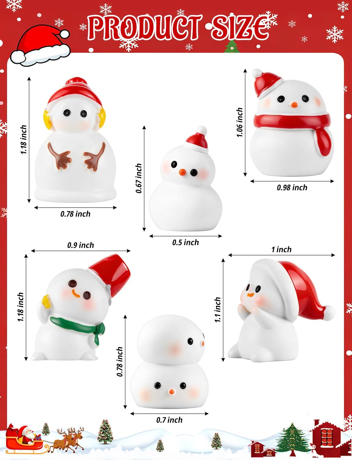 36Pcs Mini Snowman Figurines, Christmas Tiny Resin Snowmen with Hat for DIY Xmas Party Garden Dollhouse Decoration - Image 5