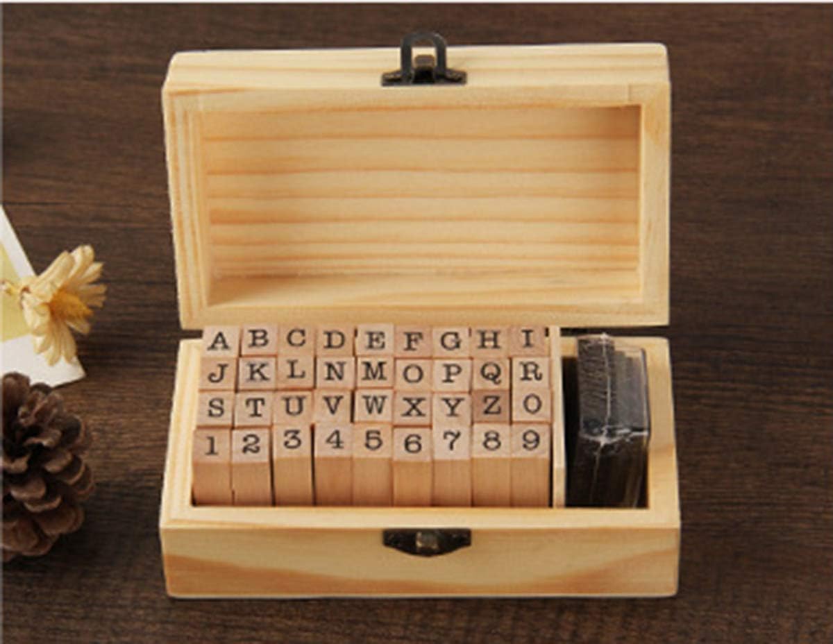 Wooden Rubber Stamps - 36 Letter & Number Set -4 Wooden Rubber Stamps - 36 Letter & Number Set -4
