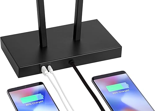 Miniatura 5 de 360 Lighting Cole - Juego de 2 lámparas de mesa minimalistas modernas de 27 pulgadas de alto con puertos de carga USB, pantalla rectangular de metal