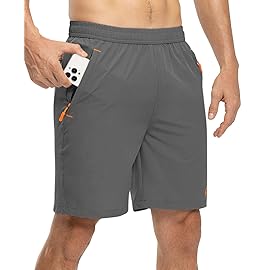 TBMPOY Men\'s Hiking Running 7 Shorts with Pockets Athletic Outdoor Sports Gym Running Short Zipper Pockets Steel Gray XXL
