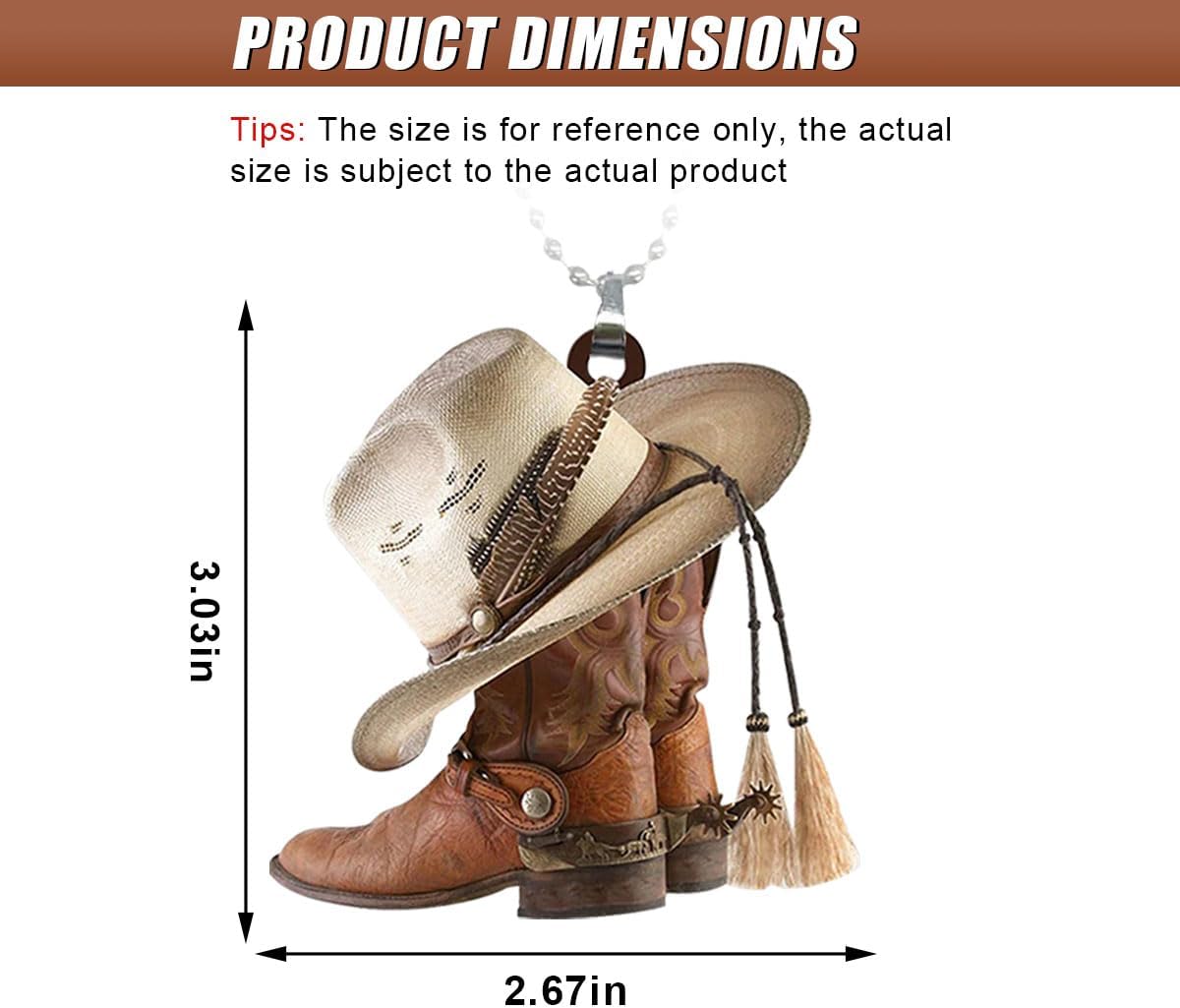 Cowboy Boots Hats Car Rear View Mirror Charm, Car Pendant, 2D Flat Acrylic Auto Hanging Ornament, Vehicle Interior Mirror Decoration Accessories for Women Men, Can Not Be Customized (Style1)