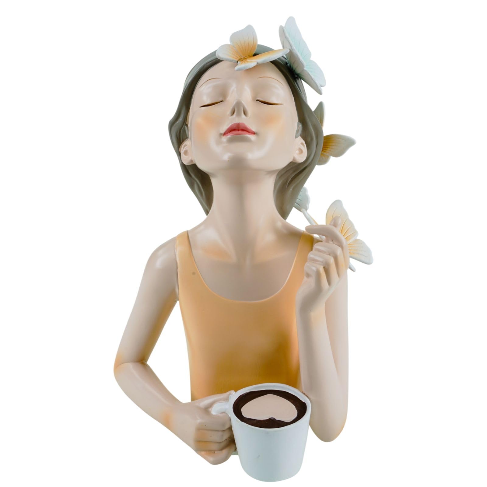 formano Deko Büste Dame modern Dekofigur Frauenbüste Polyresin Handbemalt 26 cm Stilvolle Wohnaccessoires mit Schmetterlingen Elegante Tisch- & Regaldekoration