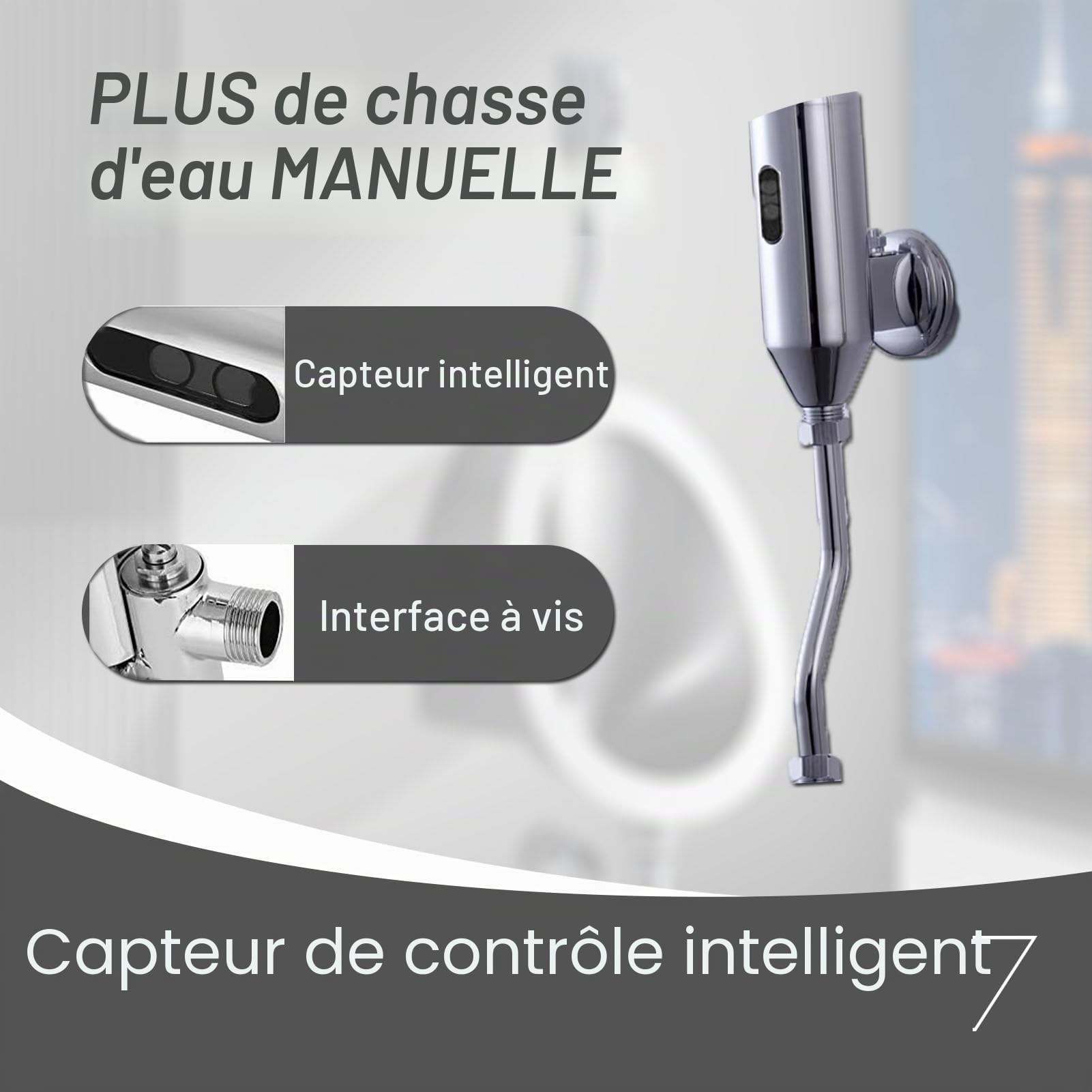 Urinoir en Acier Inoxydable 304, Urinal Homme pour Adultes à Usage Domestique/Commercial, WC Suspendu Toilettes pour à Chasse d'eau Intelligente Capteur